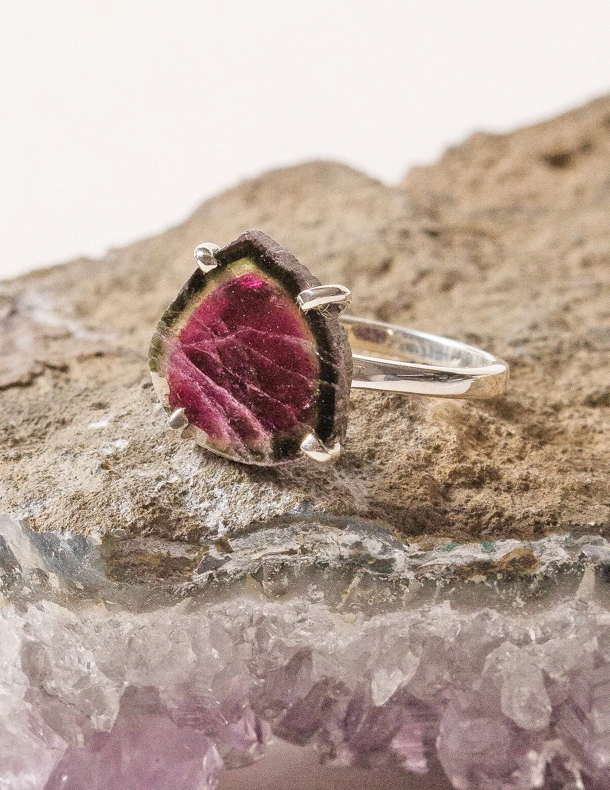 Delicate Pink Tourmaline Gemstone Ring - Size 6 and 7