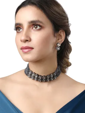 Dual Tone Kundan Choker Necklace