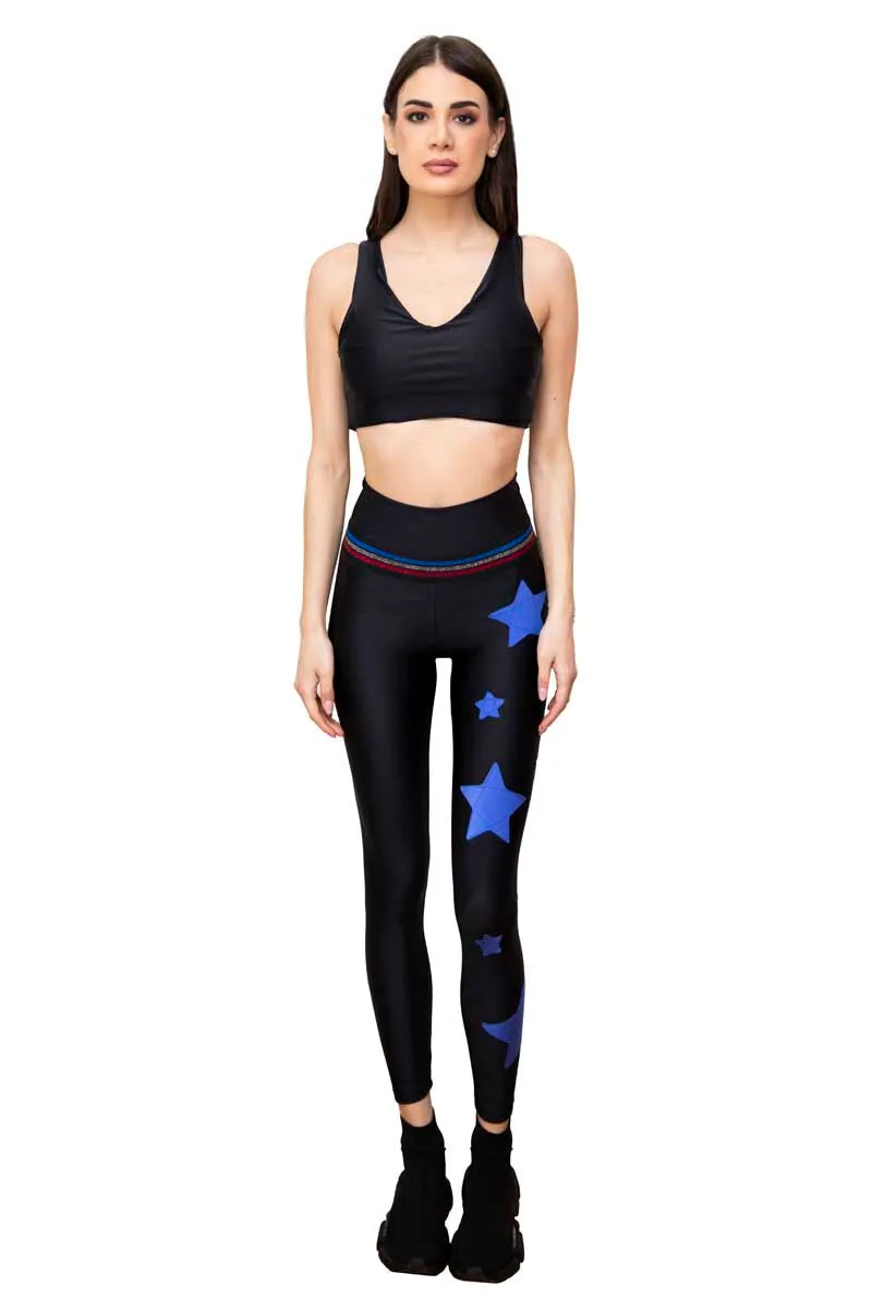 Electra Leggings a Vita Alta con Fascia e Stelle applicate