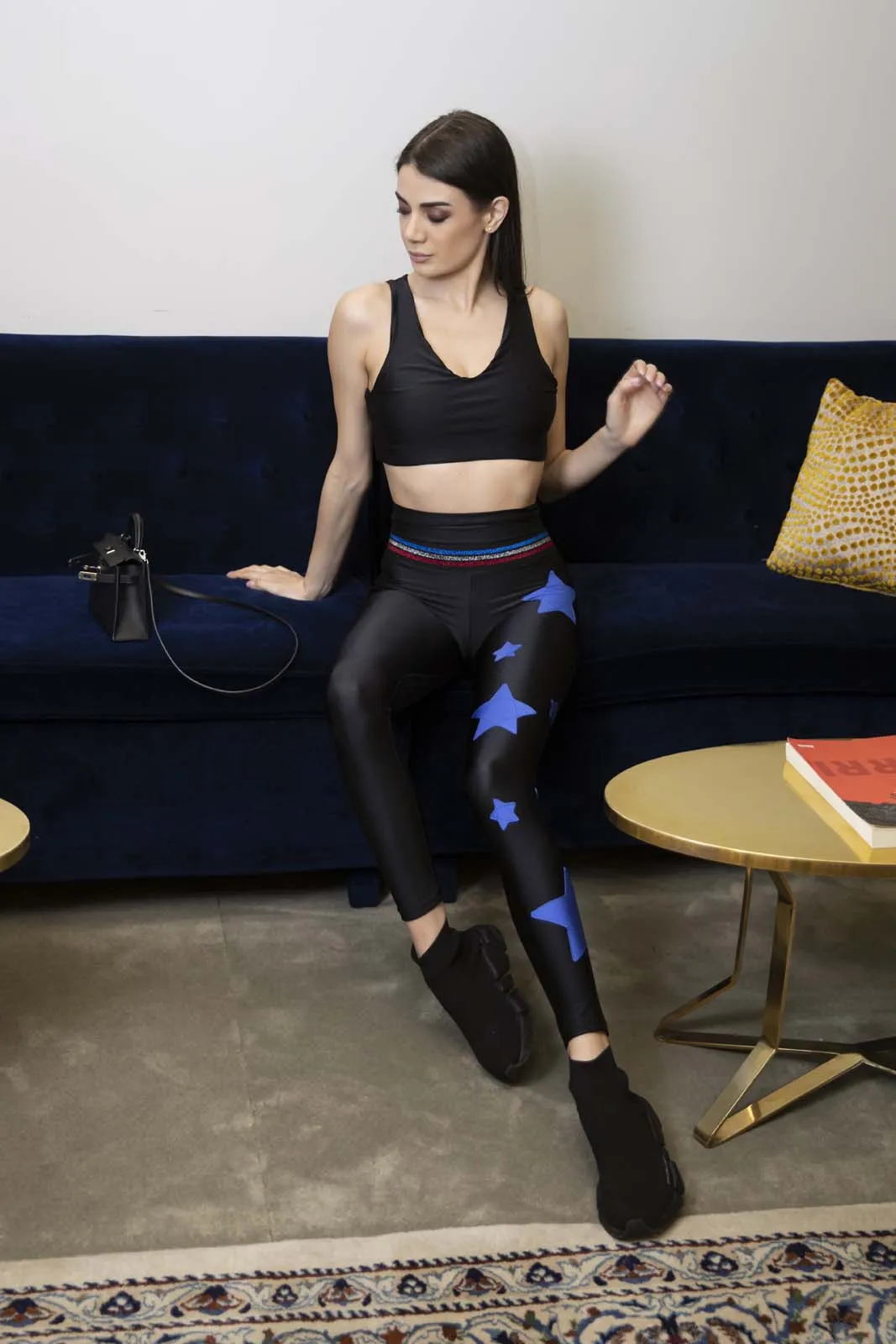 Electra Leggings a Vita Alta con Fascia e Stelle applicate