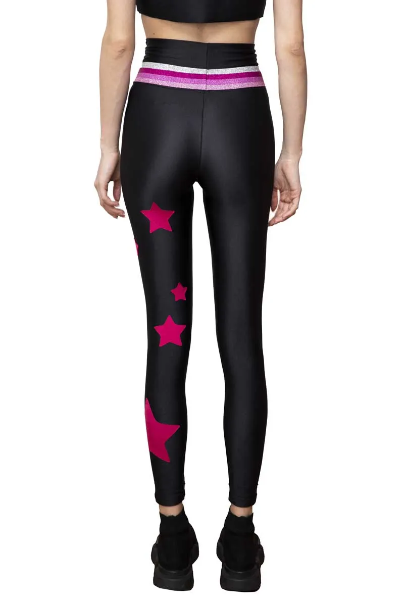 Electra Leggings a Vita Alta con Fascia e Stelle applicate