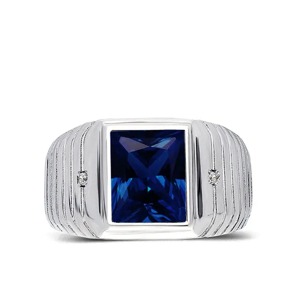 Elegant Men's Ring 925K Solid Sterling Silver & Gemstone