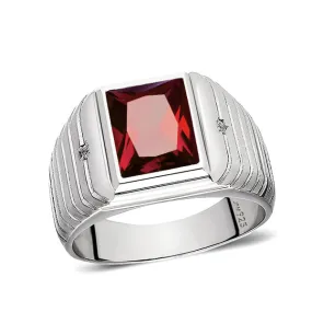 Elegant Men's Ring 925K Solid Sterling Silver & Gemstone