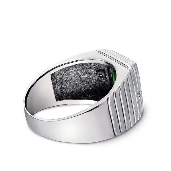 Elegant Men's Ring 925K Solid Sterling Silver & Gemstone