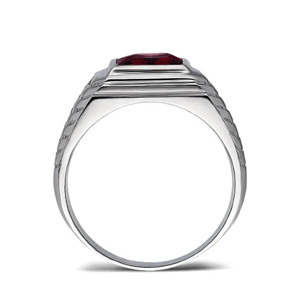 Elegant Men's Ring 925K Solid Sterling Silver & Gemstone