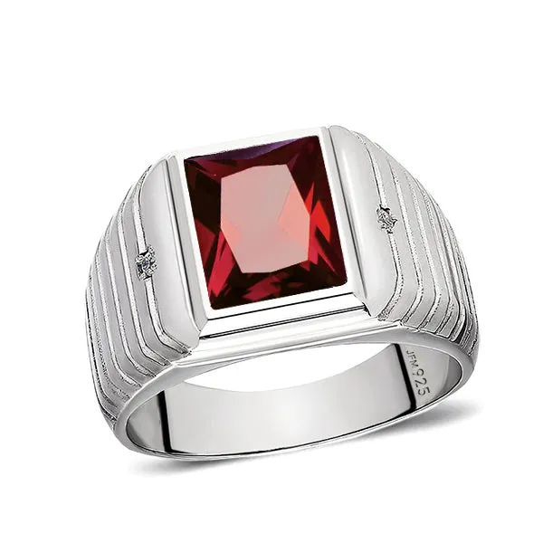 Elegant Men's Ring 925K Solid Sterling Silver & Gemstone