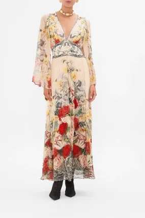 Elegant Silk Floral Maxi Dress