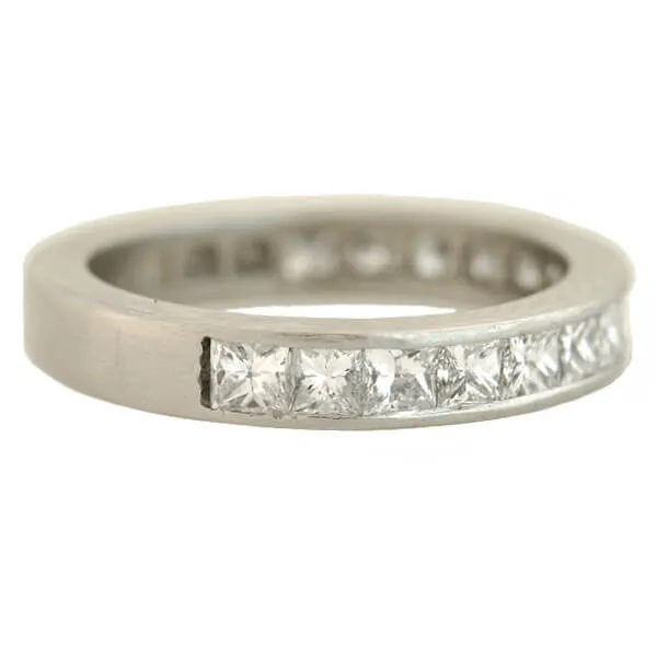 Estate Platinum Princess Cut Diamond Half Eternity Band 1.75ctw