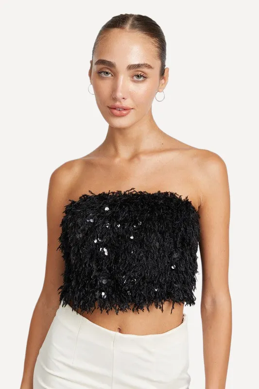 Feather Strapless Top