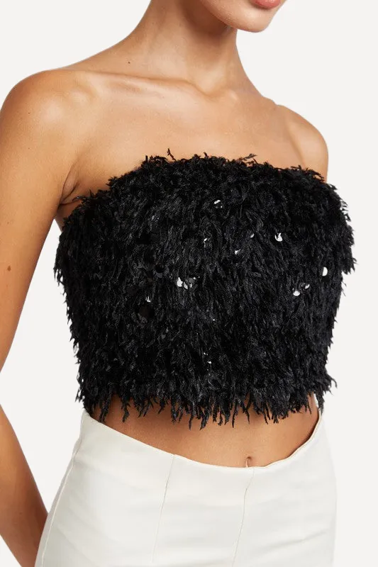 Feather Strapless Top