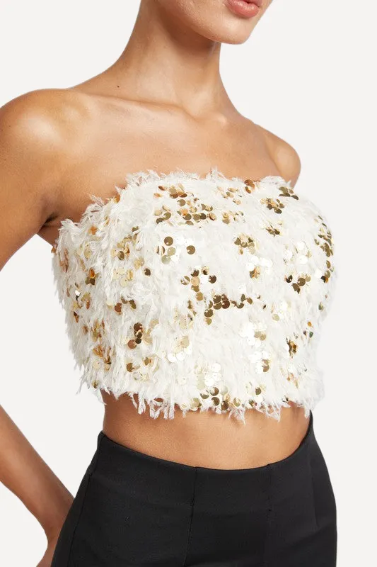 Feather Strapless Top