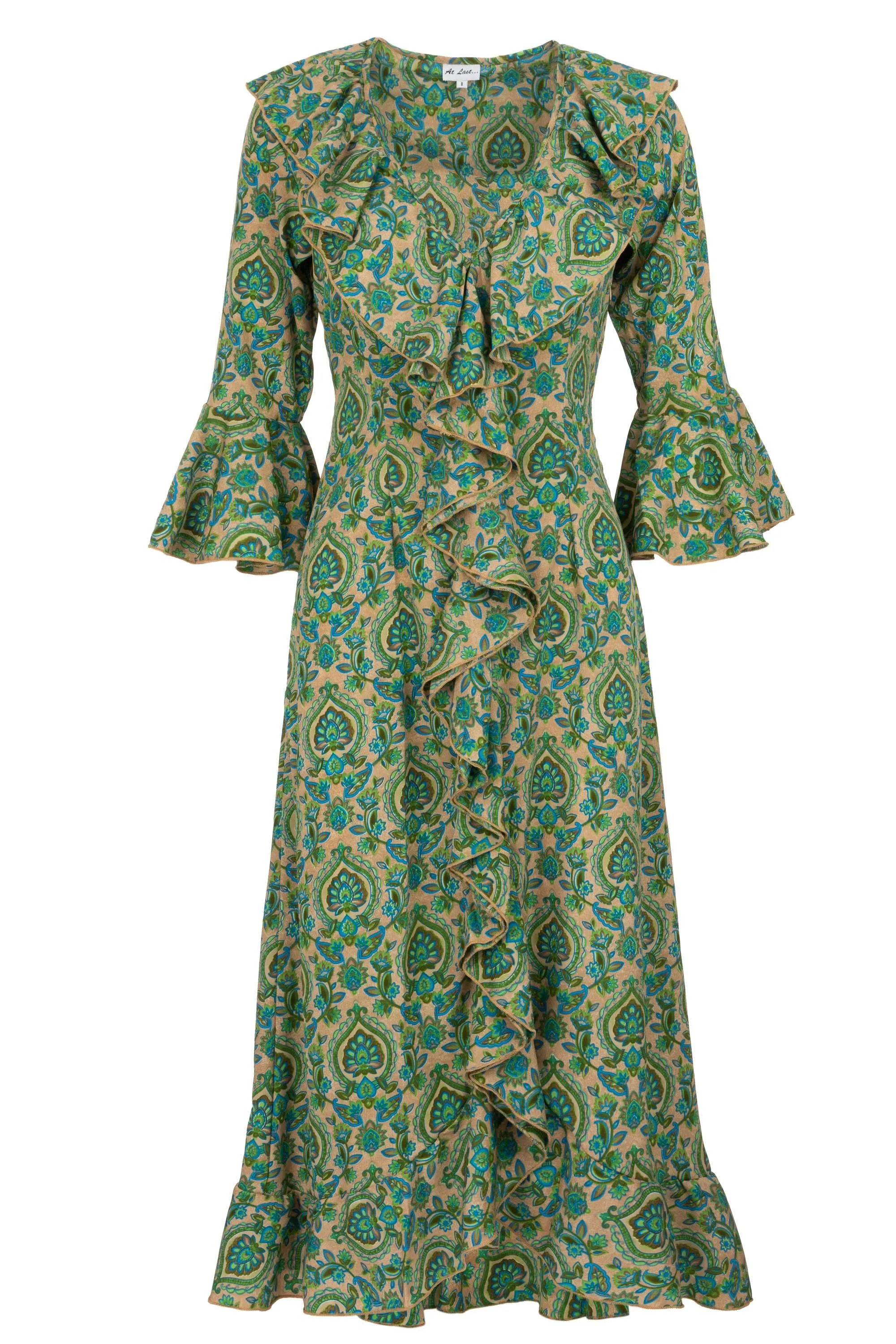 Felicity Midi Dress Green Paisley