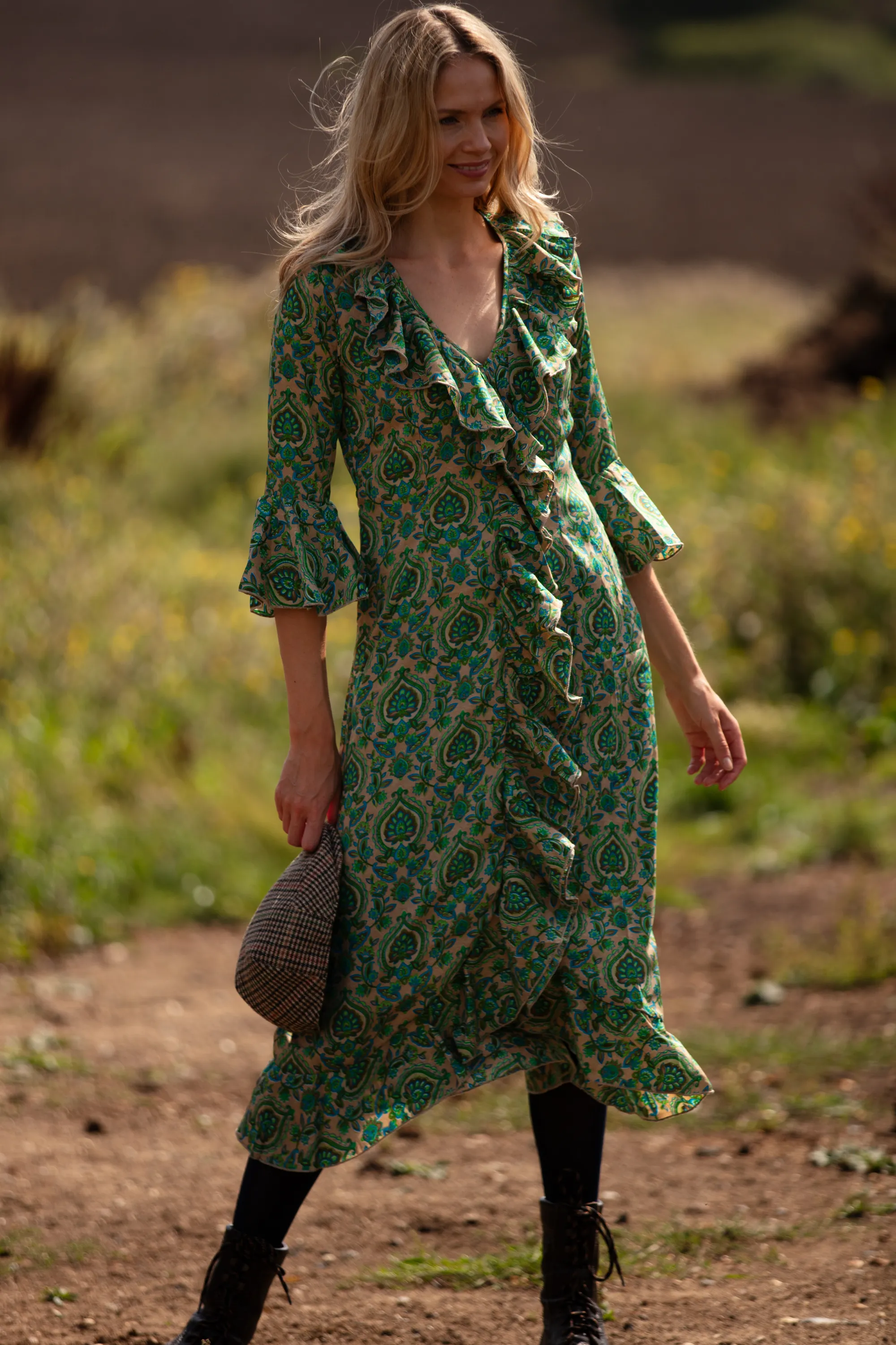 Felicity Midi Dress Green Paisley