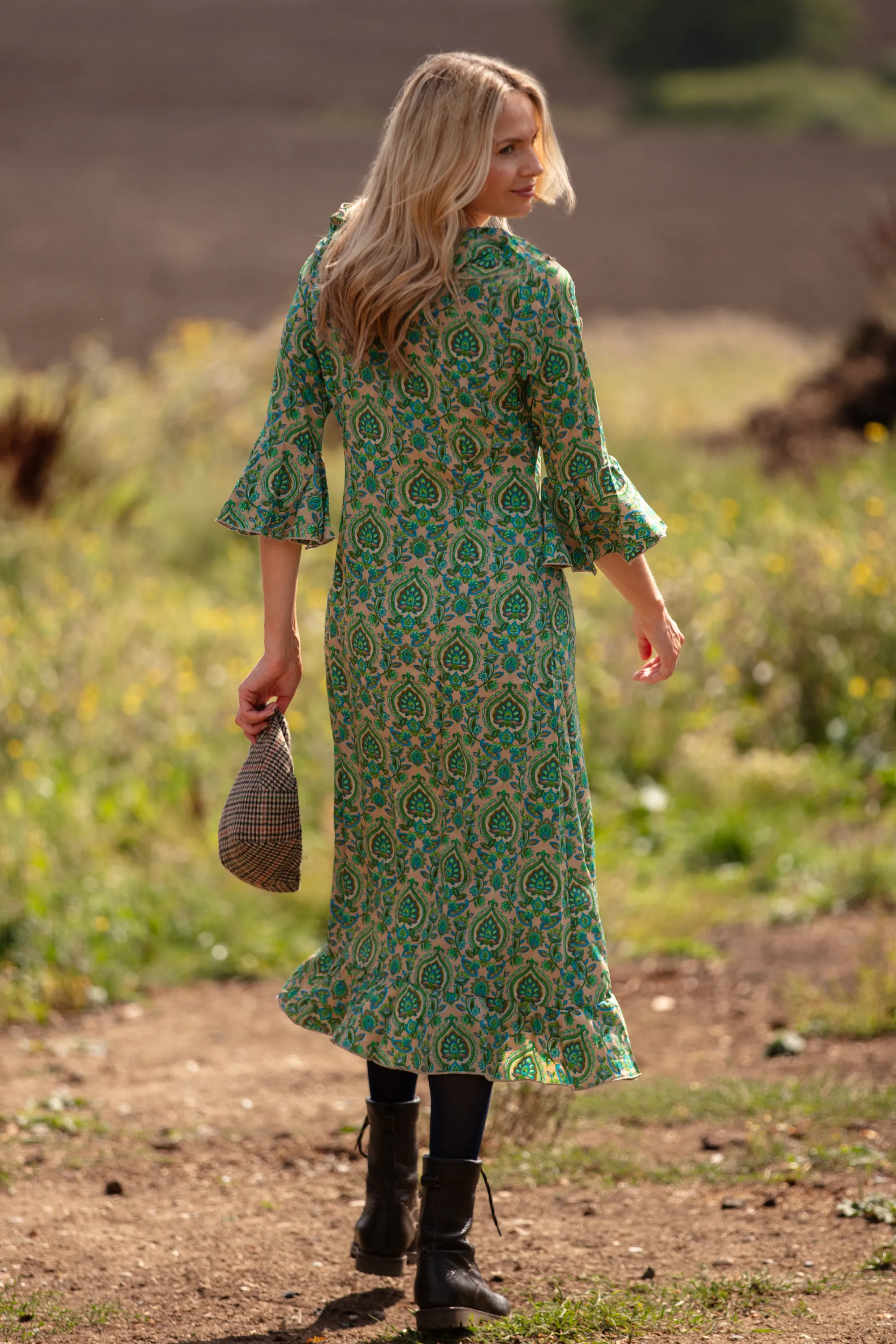 Felicity Midi Dress Green Paisley