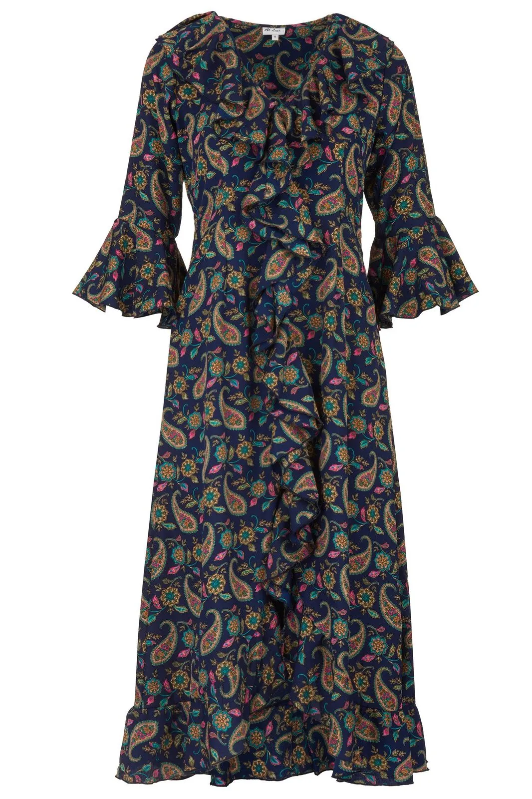 Felicity Midi Dress in Navy Paisley