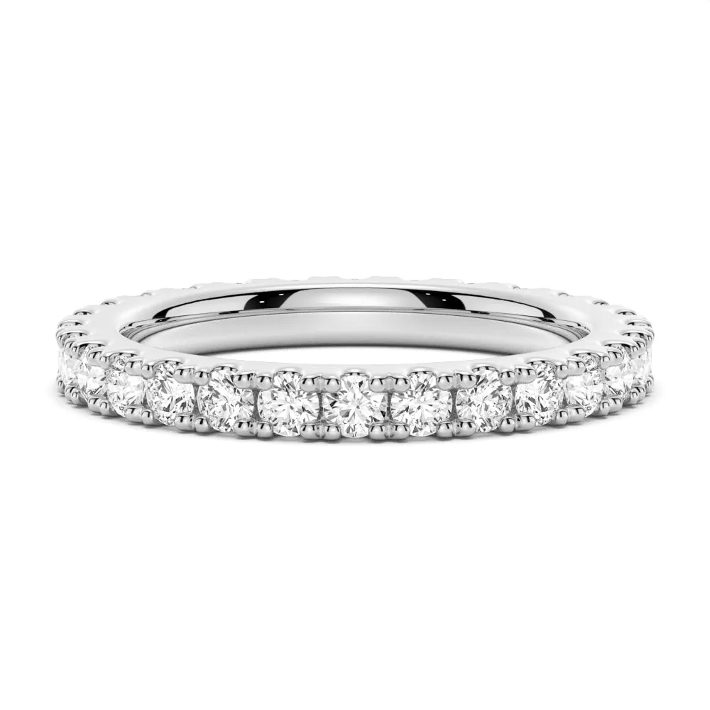 French Pave Round Cut Moissanite Eternity Band