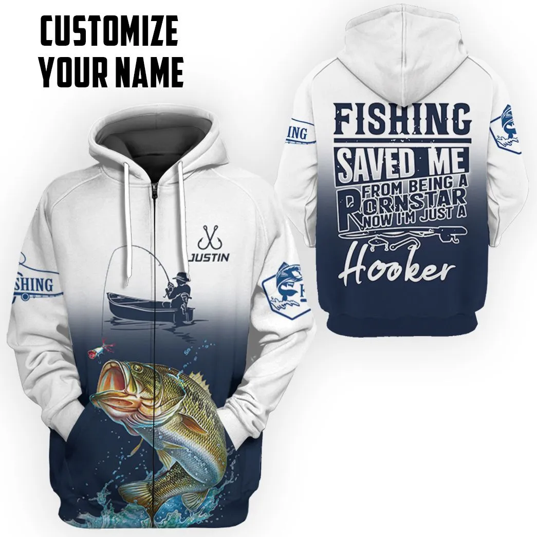 Gearhuman 3D Fishing Saved Me Custom Name Tshirt Hoodie Apparel