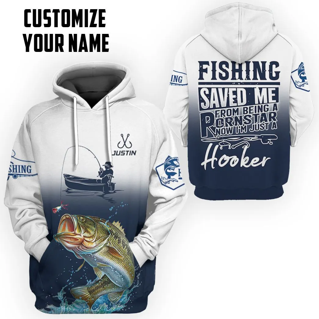 Gearhuman 3D Fishing Saved Me Custom Name Tshirt Hoodie Apparel