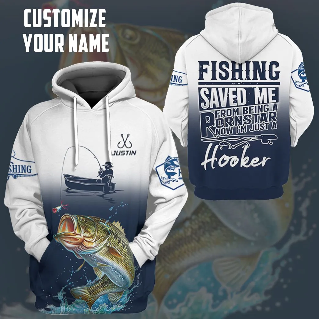 Gearhuman 3D Fishing Saved Me Custom Name Tshirt Hoodie Apparel