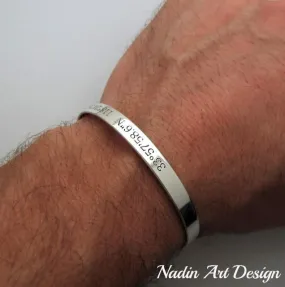 GPS Coordinates Personalized Bracelet for Men