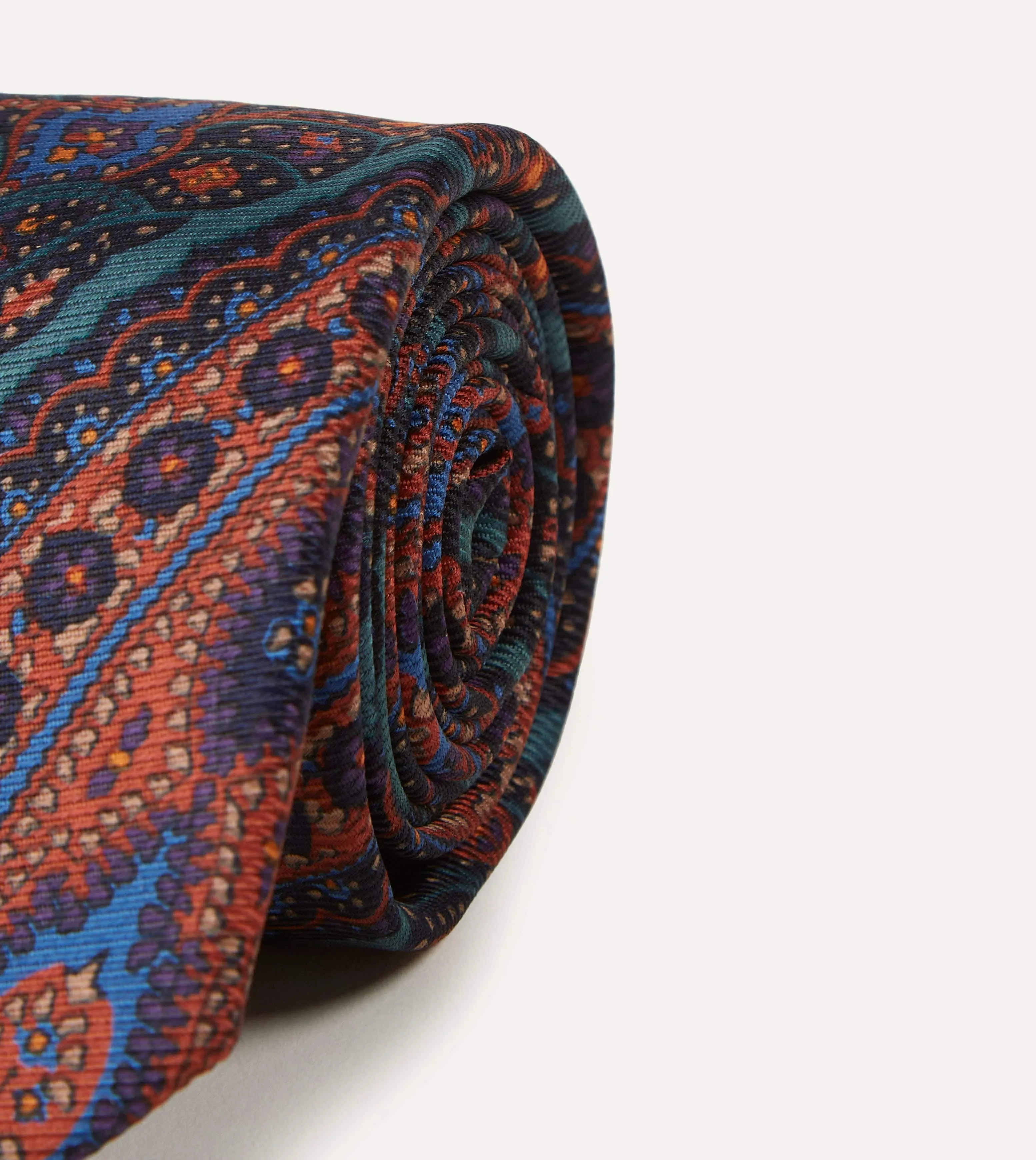 Green Big Paisley Print 40oz Madder Silk Tie