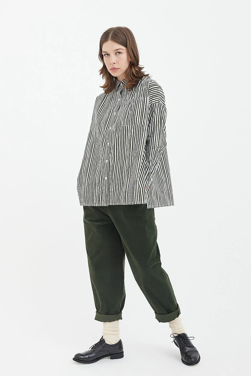 Hannoh Wessel - Clarence Shirt - Olive Stripes