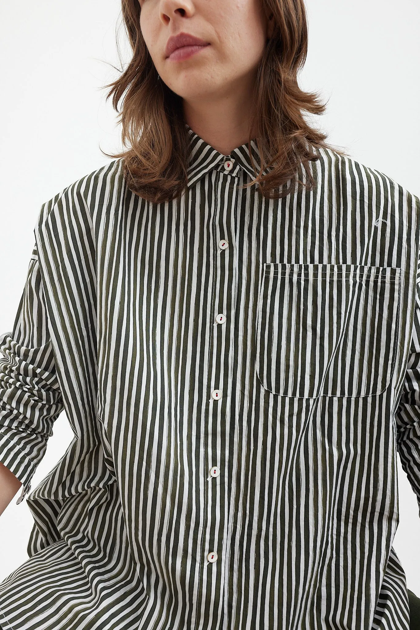 Hannoh Wessel - Clarence Shirt - Olive Stripes