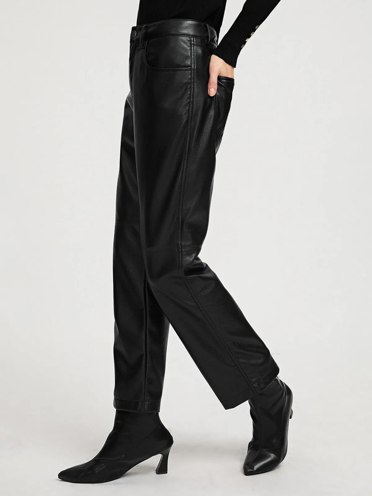 High-waisted Vegan Leather Pants