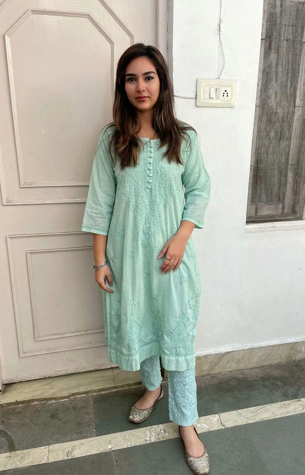 Isha Crochet Dobi Chikankari Co-Ord Set