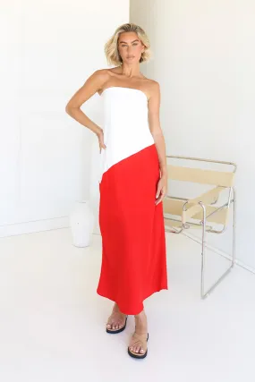 Joanna Maxi Dress | White & Red