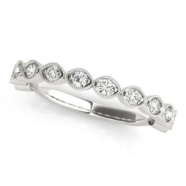 Juliette Round Moissanite or Diamond 1/2 Eternity Prong Set Milgrain Band