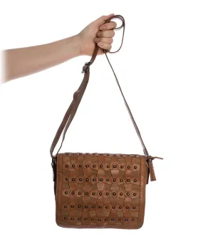 Kompanero Catalina Tobacco Stud Leather Handbag