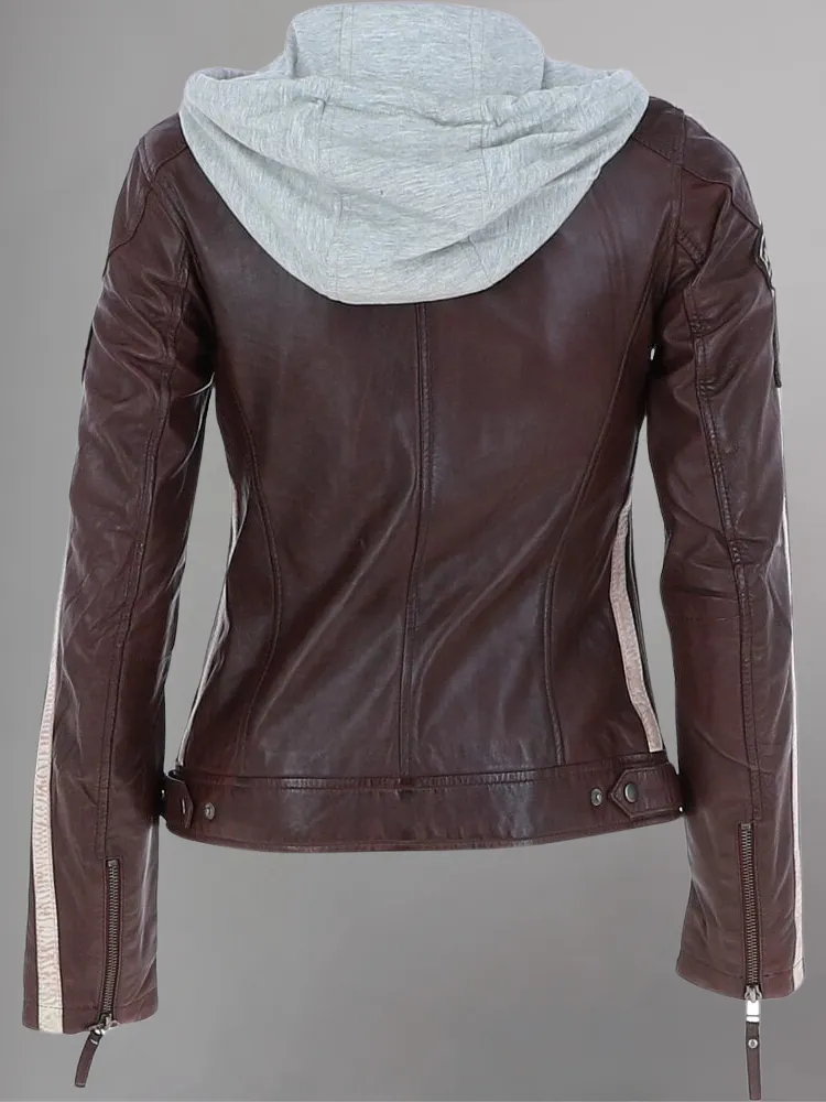 Ladies Casual Pure Dark Green Elegant Leather Jacket