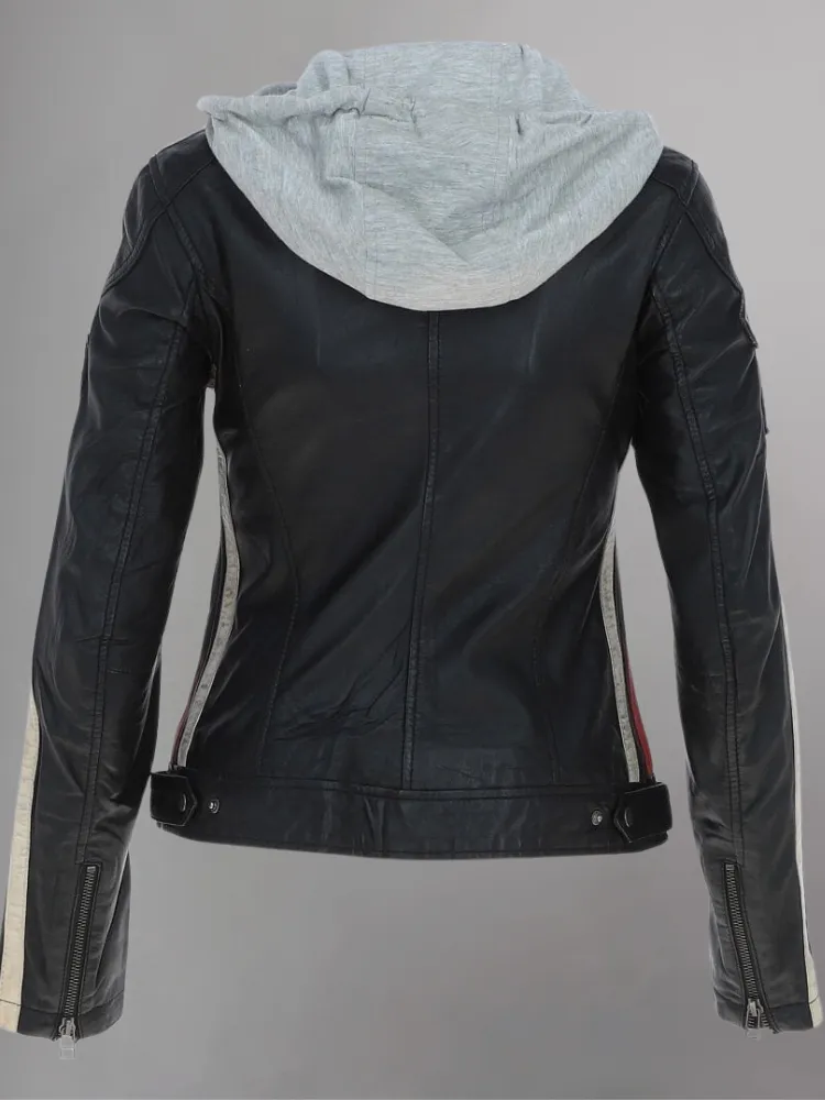 Ladies Casual Pure Dark Green Elegant Leather Jacket