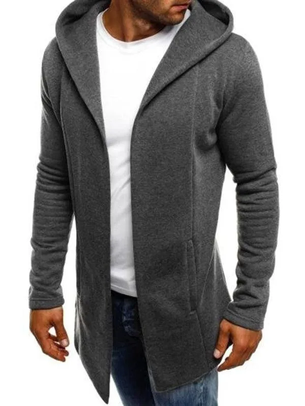 Long Solid Men Hoodie