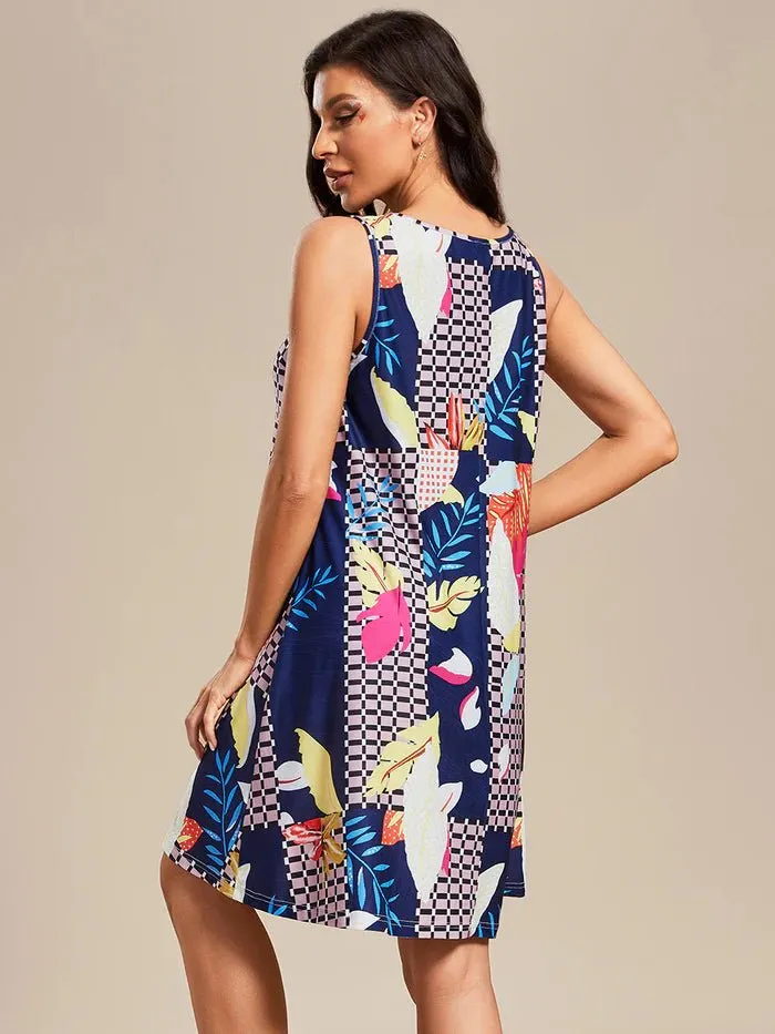 Loose A-Line Printed Strapless Cocktail Dresses