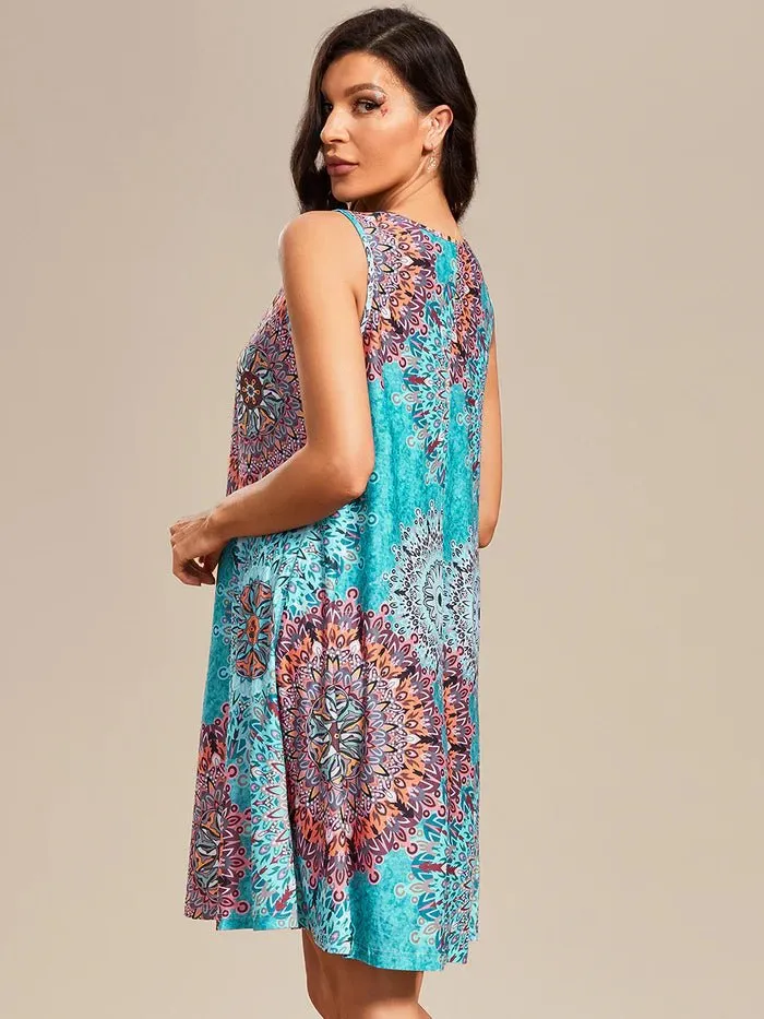 Loose A-Line Printed Strapless Cocktail Dresses