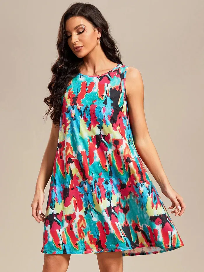 Loose A-Line Printed Strapless Cocktail Dresses