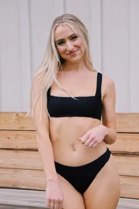 Lotta Textured Bikini Top, Black