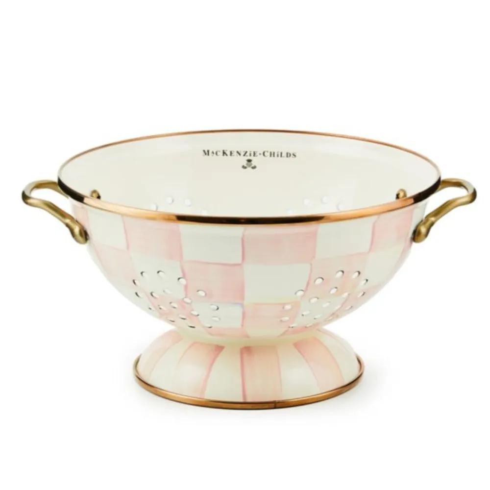 MacKenzie-Childs Rosy Check Enamel Colander