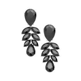 Marquise Glass Crystal Leaf Evening Earrings