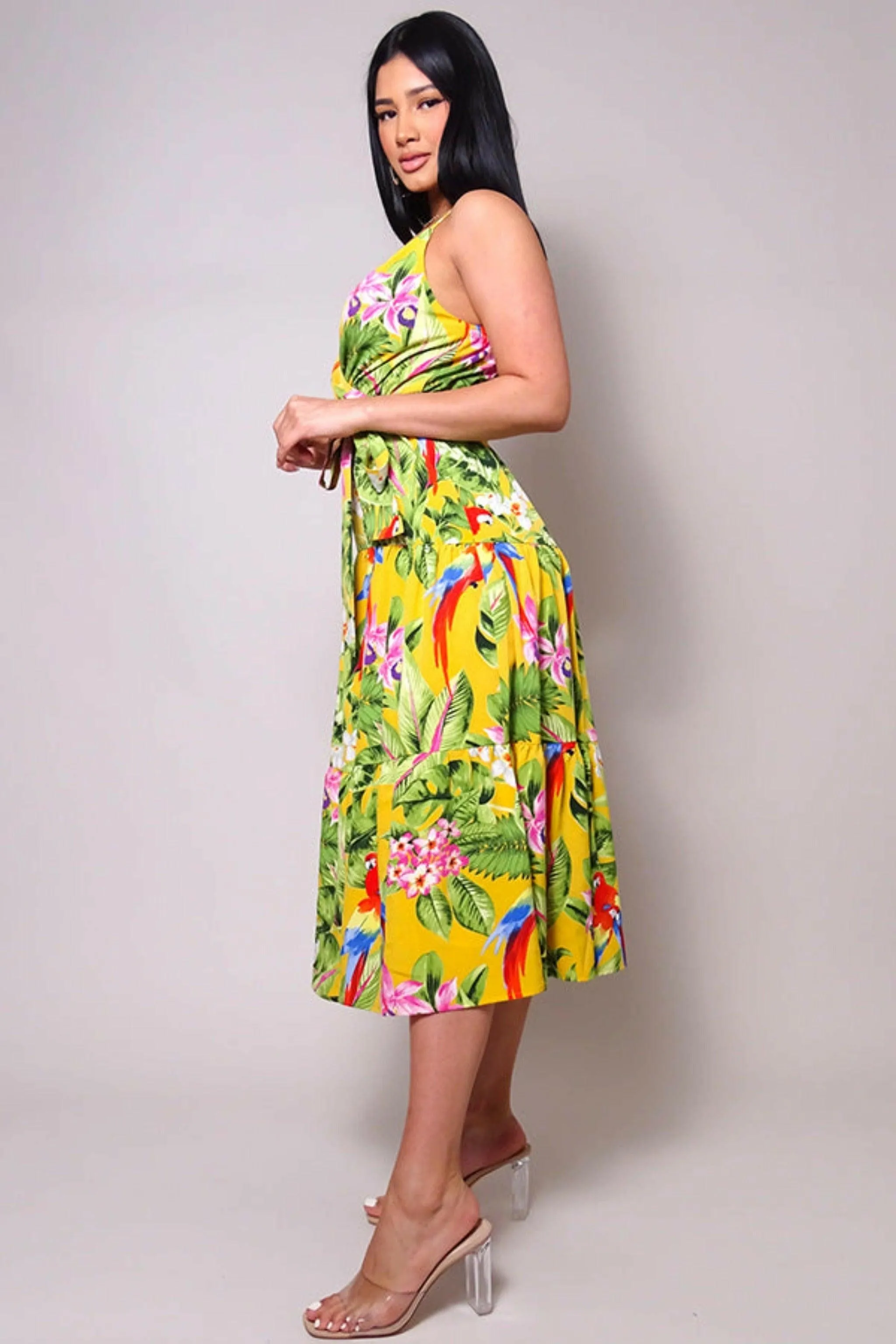 MAUI NIGHTS TROPICAL SUMMER MIDI DRESS