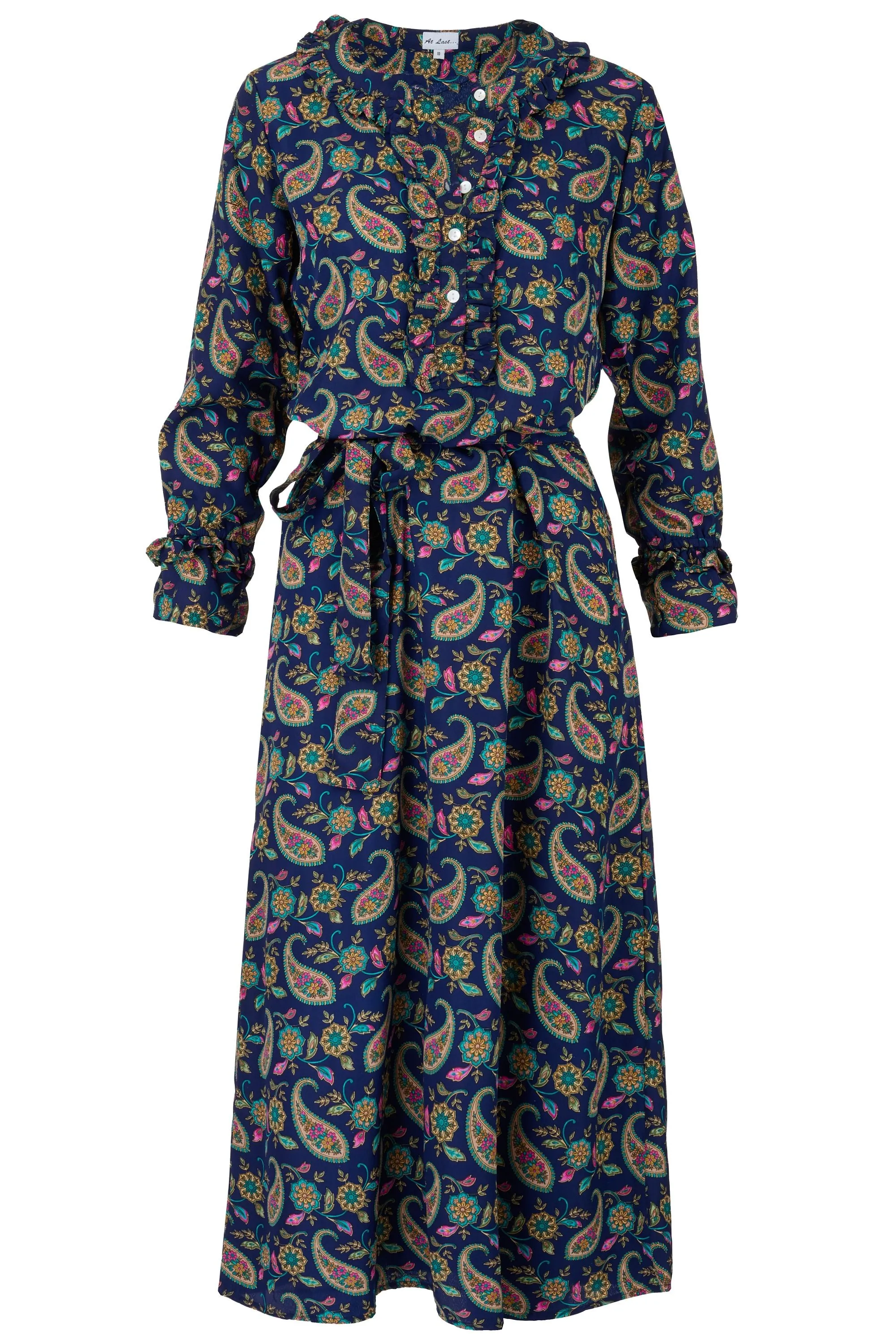 Meg Midi Dress in Navy Paisley