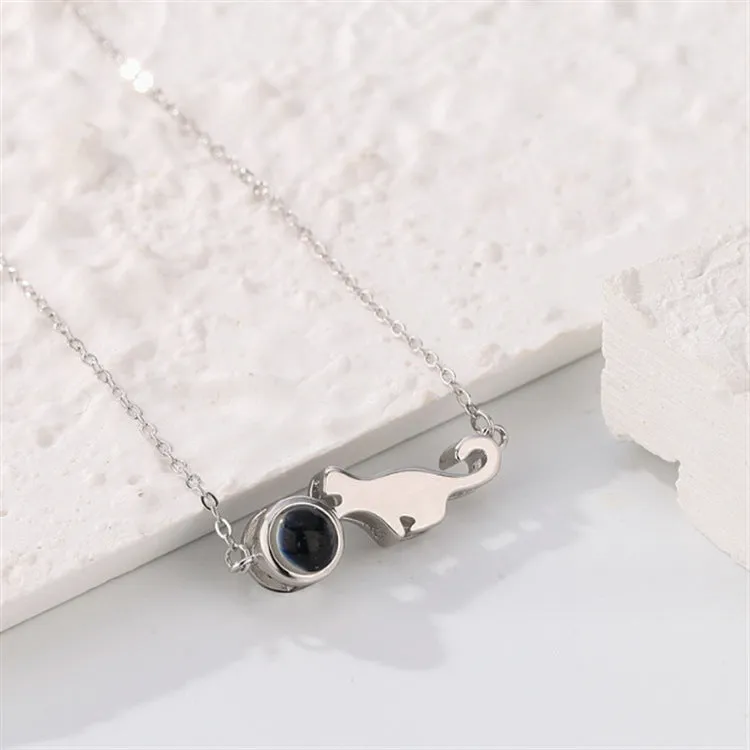 Memory Gift Cat Necklace Sterling Silver with Picture Inside