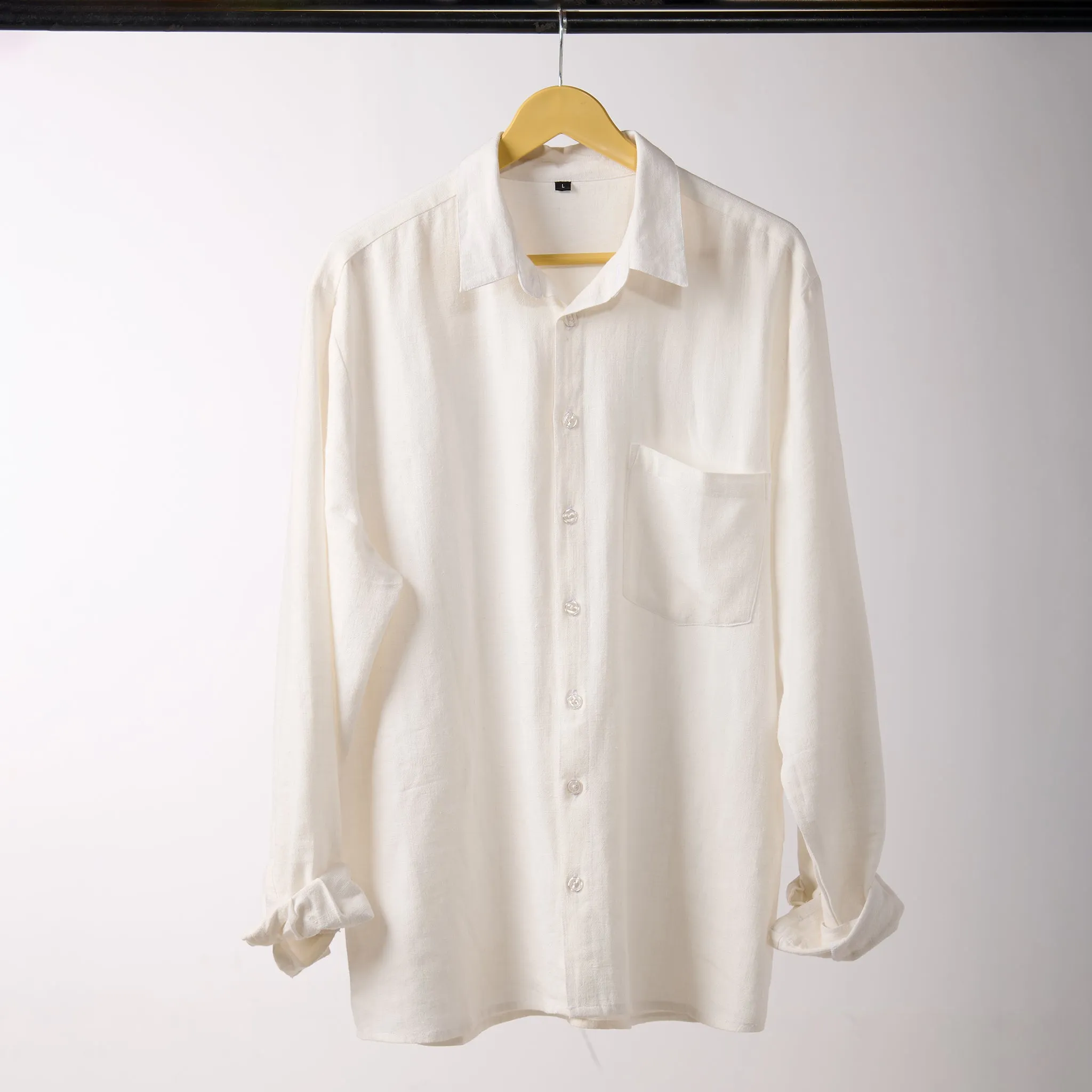 Men White Linen Shirt - Regular Fit