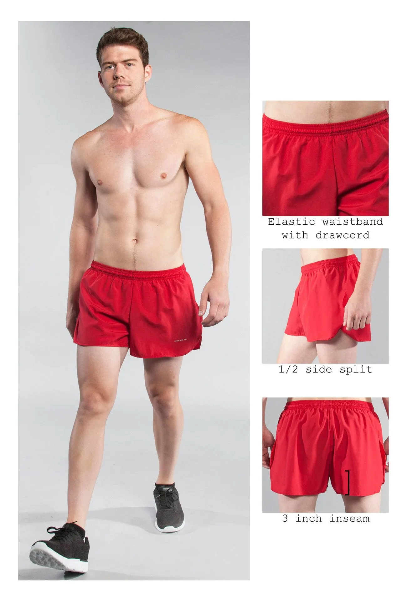 Men's 3" Half Split Trainer Shorts- Red