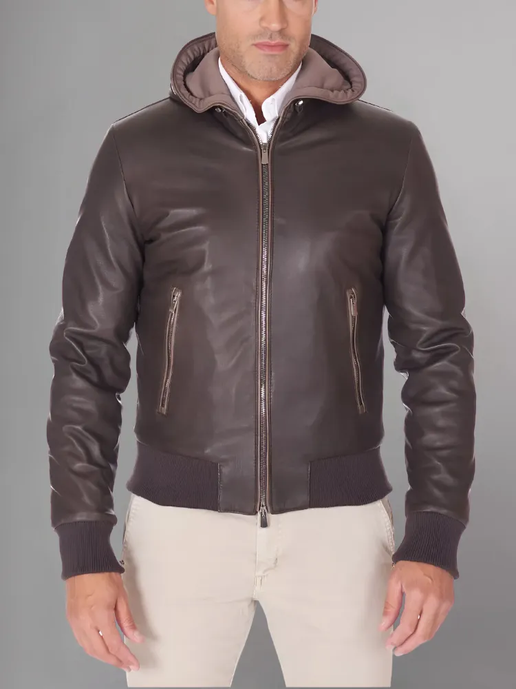 Mens Elegant Green Bomber Leather Jacket