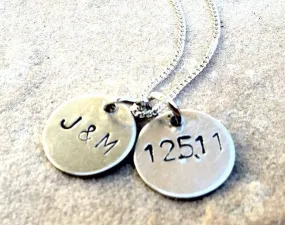 Monogram Necklace, Wedding Necklace, Anniversary Necklace, Personalized Hand Stamped Necklace, natashaaloha