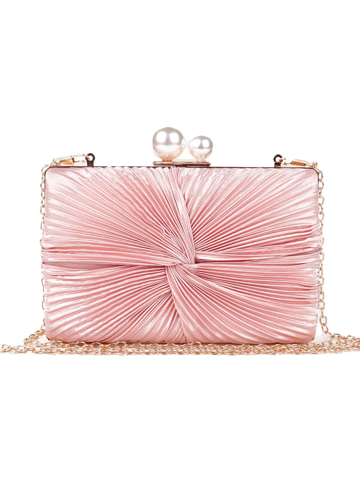 Odette Baby Pink Pleated Clutch / Sling Bag For Women