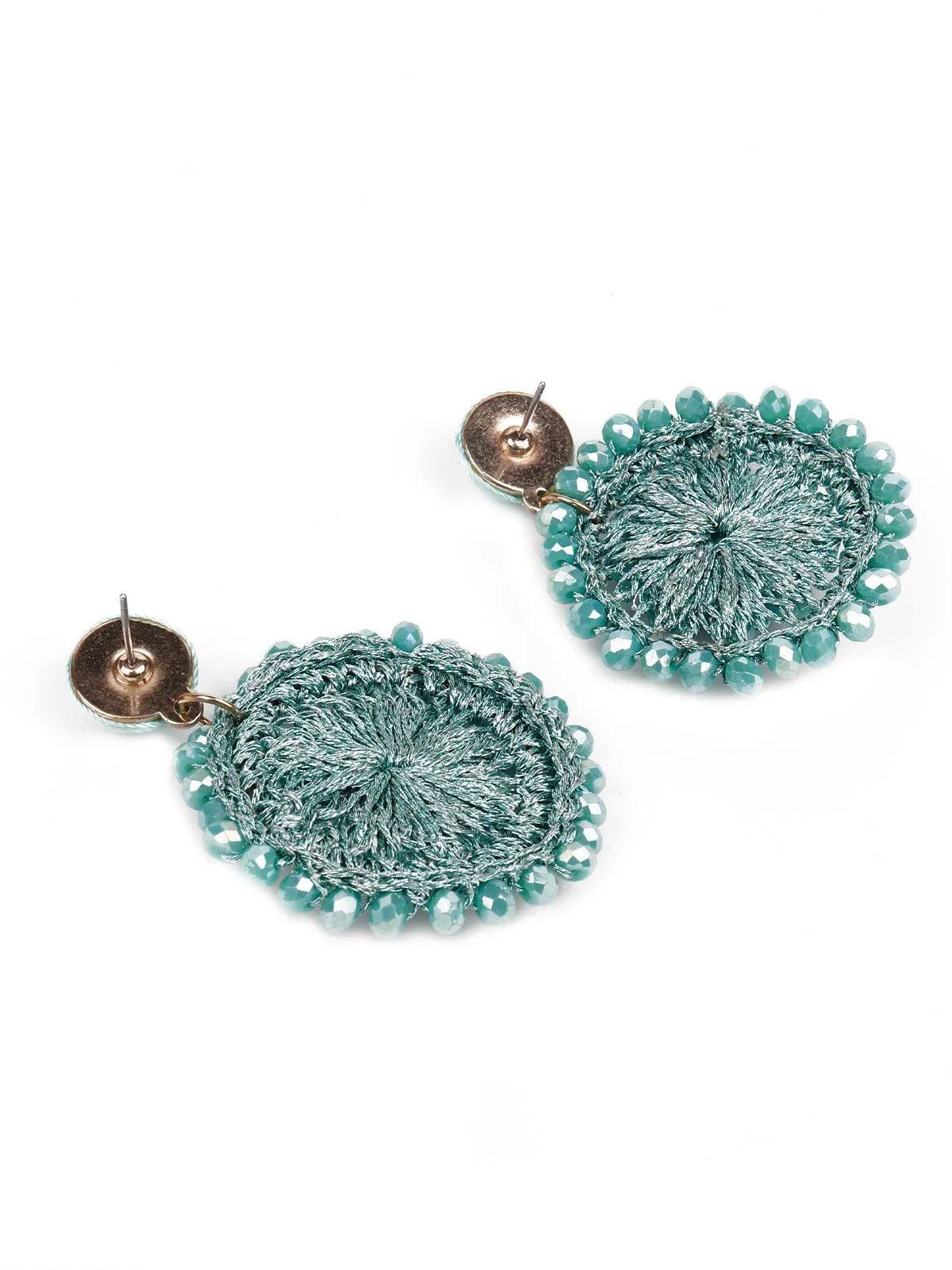 Odette Beaded Rounded Turquoise Statement Earrings For Women